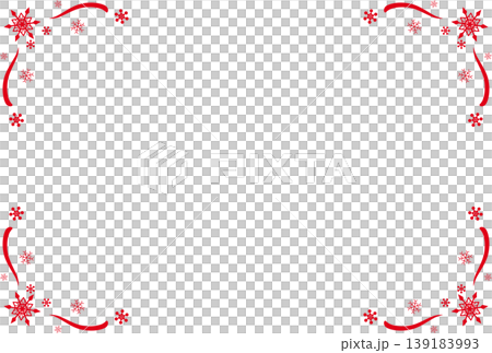 A frame decorated with red snowflakes at each of its four corners. A frame decorated with red snowflakes at each of its four corners. 139183993