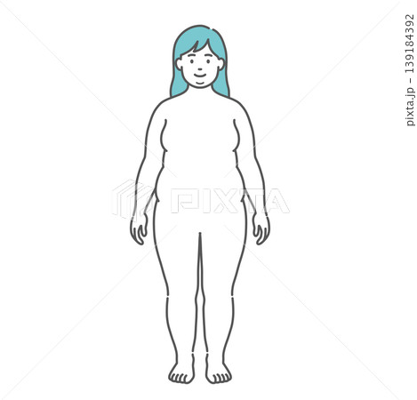 肥満体型の成人女性の全身イラスト(正面) 肥満体型の成人女性の全身イラスト(正面) 139184392