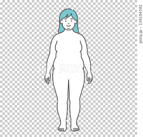 肥満体型の成人女性の全身イラスト(正面) 肥満体型の成人女性の全身イラスト(正面) 139184392
