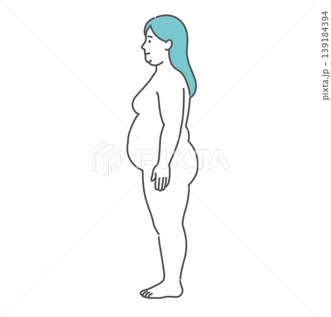 肥満体型の成人女性の全身イラスト（側面） 139184394