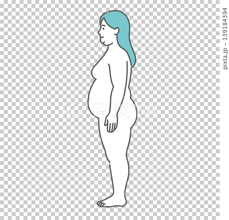 肥満体型の成人女性の全身イラスト（側面） 139184394