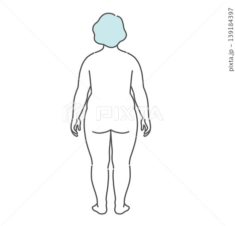 肥満体型のシニア女性の全身イラスト（後ろ姿） 139184397