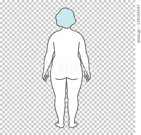 肥満体型のシニア女性の全身イラスト（後ろ姿） 139184397