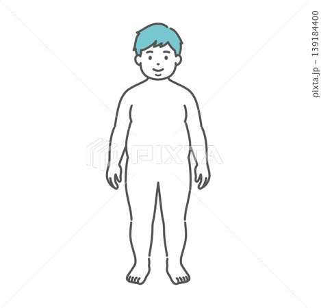 肥満体型の男の子の全身イラスト（正面） 139184400