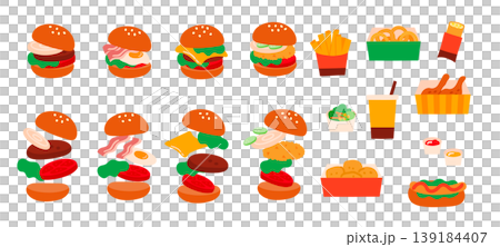 かわいいハンバーガーセット かわいいハンバーガーセット 139184407
