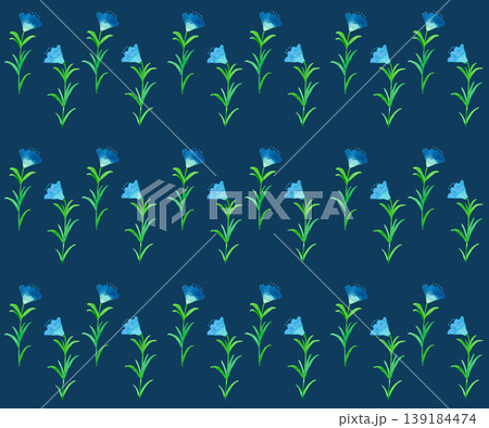 青色の花のシンプルなパターン 手描き水彩イラスト素材 青色の花のシンプルなパターン 手描き水彩イラスト素材 139184474