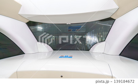 Doha, Qatar - Jan 06 2024, View of the tunnel from the front window of an unmanned train van of the Doha Metro, Doha, Qatar Doha, Qatar - Jan 06 2024, View of the tunnel from the front window of an unmanned train van of the Doha Metro, Doha, Qatar 139184672