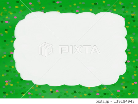 白フレーム付き春色グリーンの油絵風背景素材 139184945