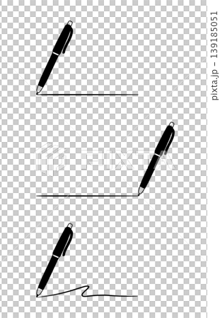 Black pen icon set with writing lines, without background Black pen icon set with writing lines, without background 139185051