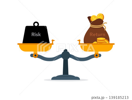 Risk and return balance scale investment concept stock illustration. Risk and return balance scale investment concept stock illustration. 139185213