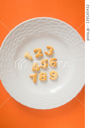 Number Biscuits on a White Plate Number Biscuits on a White Plate 139185432