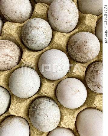close up of organic eggs	 139185578
