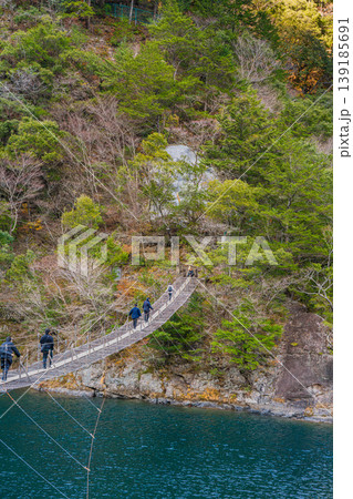 冬の川根本町の寸又峡の夢のつり橋の風景(静岡県) 冬の川根本町の寸又峡の夢のつり橋の風景(静岡県) 139185691