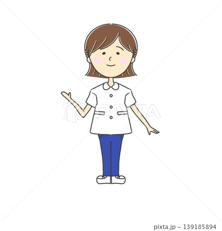 案内する看護師のイラスト/右手/全身/正面 案内する看護師のイラスト/右手/全身/正面 139185894