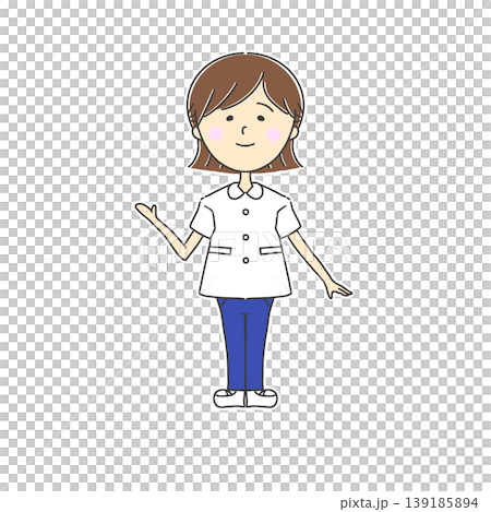 案内する看護師のイラスト/右手/全身/正面 案内する看護師のイラスト/右手/全身/正面 139185894