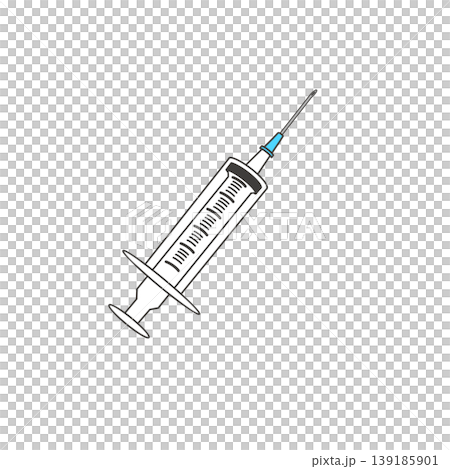注射器のイラスト／医療器具／水色／22G 139185901