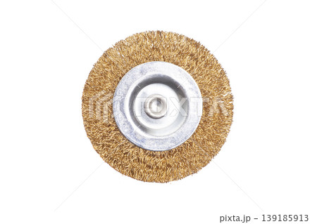 Metal brush for drilling machine isolated on white background Metal brush for drilling machine isolated on white background 139185913