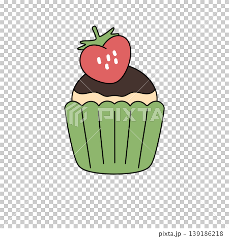 Sweet cupcake with chocolate glaze and fresh strawberry topping Sweet cupcake with chocolate glaze and fresh strawberry topping 139186218