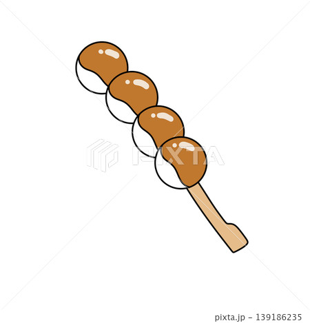 Brown spheres gleam on a wooden skewer Brown spheres gleam on a wooden skewer 139186235