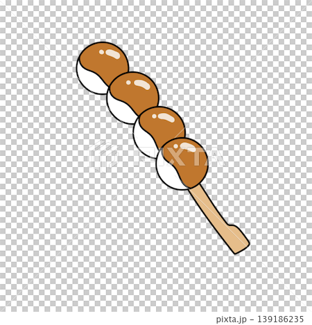 Brown spheres gleam on a wooden skewer Brown spheres gleam on a wooden skewer 139186235