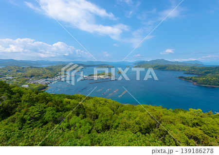 鹿児島県の長島町の針尾公園から見た風景　竹島や魚市場を臨む風景 139186278