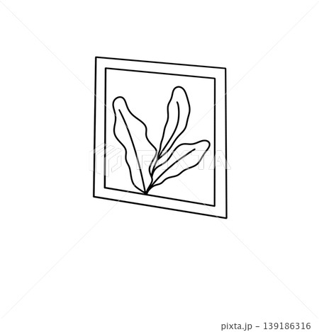 Simple line drawing of leaves in a tilted frame Simple line drawing of leaves in a tilted frame 139186316