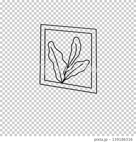 Simple line drawing of leaves in a tilted frame Simple line drawing of leaves in a tilted frame 139186316