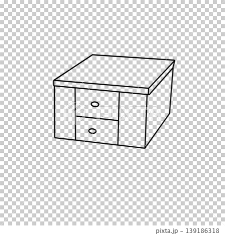 Simple line drawing shows a wooden dresser with two drawers Simple line drawing shows a wooden dresser with two drawers 139186318