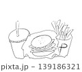 ハンバーガーとドリンクとフライドポテト 139186321