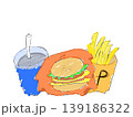 ハンバーガーとドリンクとフライドポテト 139186322