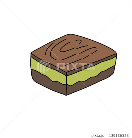 Simple cartoon slice of chocolate mint dessert Simple cartoon slice of chocolate mint dessert 139186328