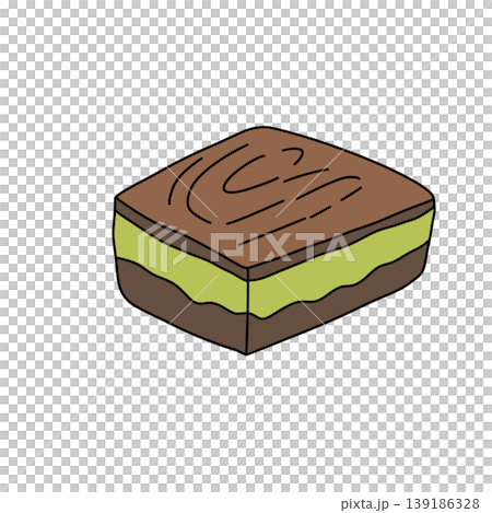 Simple cartoon slice of chocolate mint dessert Simple cartoon slice of chocolate mint dessert 139186328