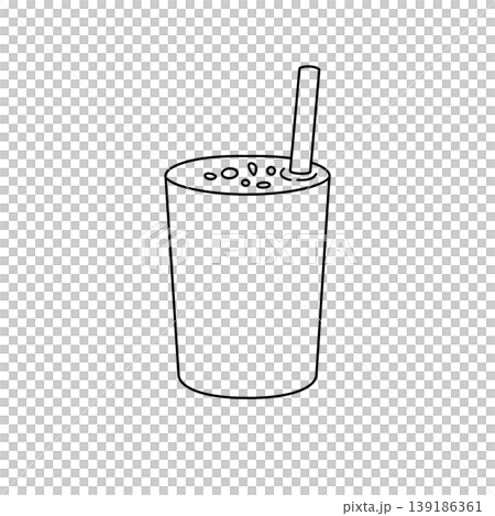 Simple line drawing of a drink cup with straw Simple line drawing of a drink cup with straw 139186361