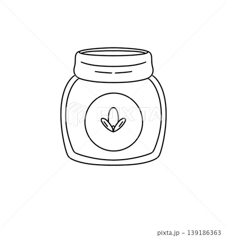 Simple line drawing of a jar with a lid Simple line drawing of a jar with a lid 139186363