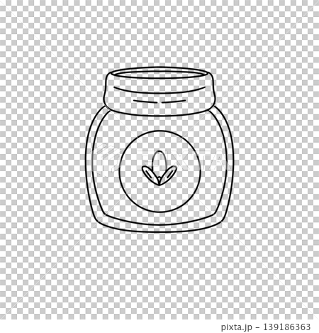 Simple line drawing of a jar with a lid Simple line drawing of a jar with a lid 139186363