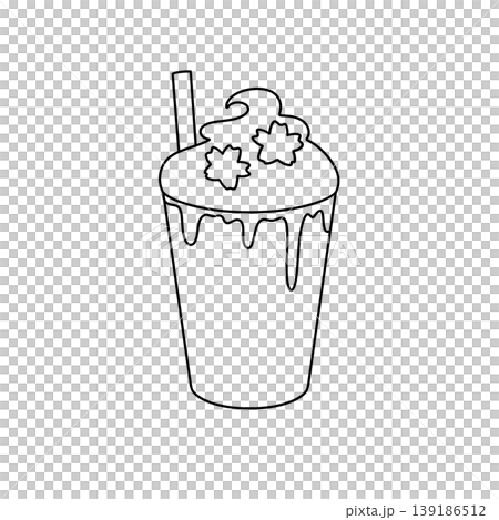 Simple line drawing of a dessert drink Simple line drawing of a dessert drink 139186512