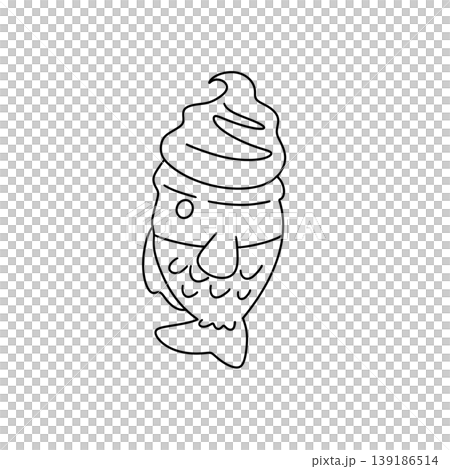Fish-shaped ice cream with swirl top 139186514