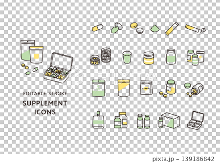 Icon set related to supplements Icon set related to supplements 139186842