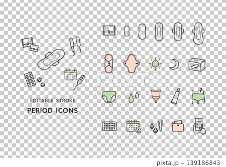 Icon set related to menstruation 139186843