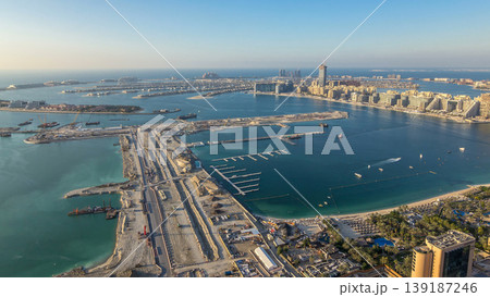 Aerial view of Palm Jumeirah Island timelapse. Aerial view of Palm Jumeirah Island timelapse. 139187246