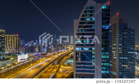 Fantastic rooftop skyline of Dubai marina timelapse. 139187297