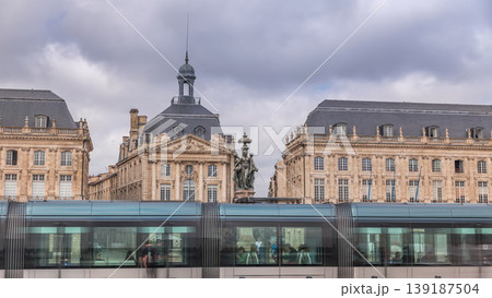 Place de la Bourse timelapse hyperlapse in Bordeaux, France, with the Fountain 139187504
