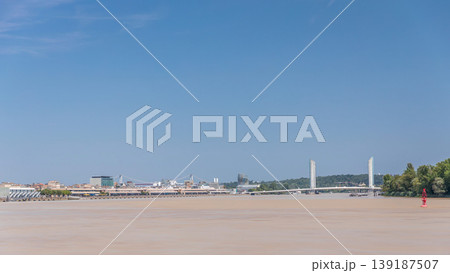 Bordeaux skyline, Jacques Chaban-Delmas lifting bridge over the Garonne River timelapse Bordeaux skyline, Jacques Chaban-Delmas lifting bridge over the Garonne River timelapse 139187507