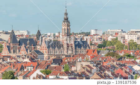 Aerial view of Schaerbeek Town Hall timelapse in Brussels, Belgium. Aerial view of Schaerbeek Town Hall timelapse in Brussels, Belgium. 139187536