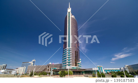 Nurzhol Boulevard timelapse hyperlapse. Modern new office building is in the capital of Republic. Astana, Kazakhstan. Nurzhol Boulevard timelapse hyperlapse. Modern new office building is in the capital of Republic. Astana, Kazakhstan. 139187585