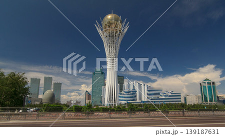 Bayterek timelapse hyperlapse is a monument and observation tower in Astana. Main symbol of city. Bayterek timelapse hyperlapse is a monument and observation tower in Astana. Main symbol of city. 139187631