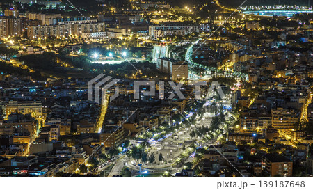 View of Barcelona night timelapse with Square Statute from Bunkers Carmel. Catalonia, Spain. View of Barcelona night timelapse with Square Statute from Bunkers Carmel. Catalonia, Spain. 139187648