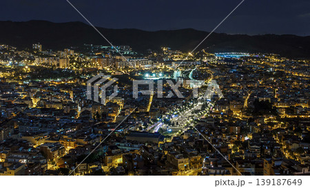 View of Barcelona night timelapse with Square Statute from Bunkers Carmel. Catalonia, Spain. View of Barcelona night timelapse with Square Statute from Bunkers Carmel. Catalonia, Spain. 139187649