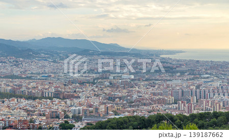 Panorama of Barcelona timelapse, Spain, viewed from the Bunkers of Carmel Panorama of Barcelona timelapse, Spain, viewed from the Bunkers of Carmel 139187662