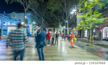La Rambla street in Barcelona night timelapse hyperlapse, Spain. La Rambla street in Barcelona night timelapse hyperlapse, Spain. 139187668